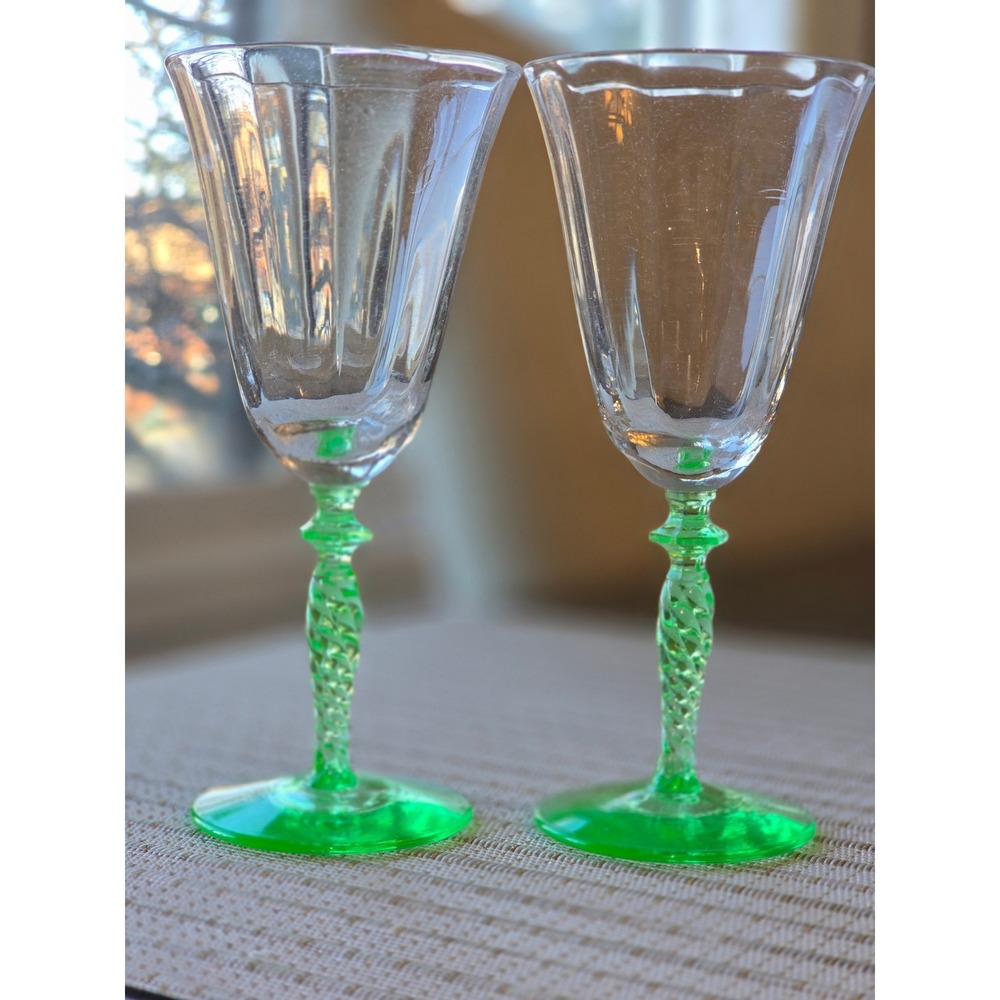 Vintage Uranium Glass Cordial‎ Stemware